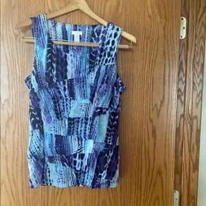 Chico's Blue Sleeveless Fitted Tank Top